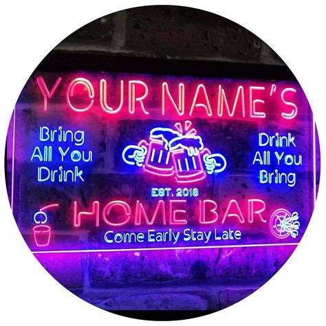 Personalized Home Bar LED Neon Light Sign | Home bar signs, Led neon signs, Custom home bars