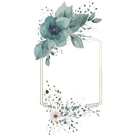 Premium Vector | Blue flower frame with a gold frame for your text.