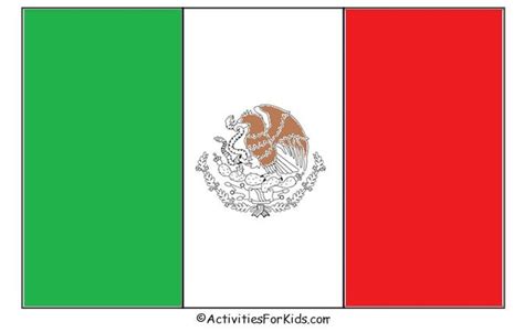 Mexican Flag Coloring Page Cinco de Mayo Craft | Mexican flag colors, Flag coloring pages, Flag ...