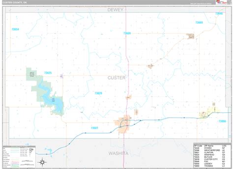 Custer County, OK Wall Map Premium Style by MarketMAPS - MapSales