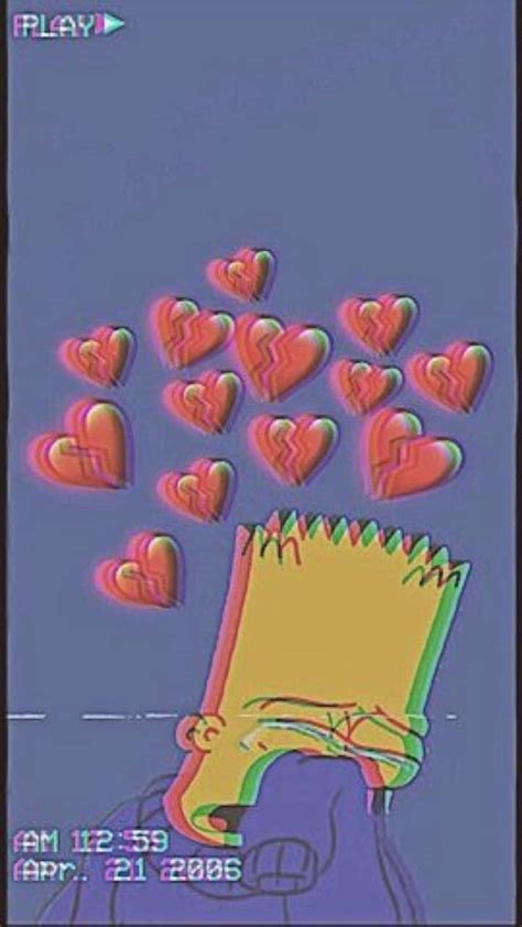 Download Sad Bart Simpson Phone Retro Aesthetic Wallpaper | Wallpapers.com