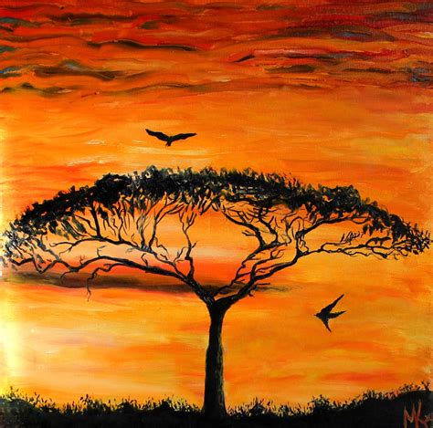 African Sunrise Painting at PaintingValley.com | Explore collection of ...