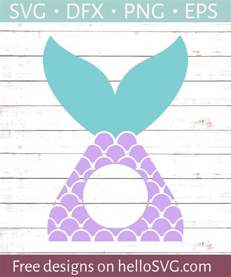 Mermaid Tail Circle Monogram SVG - Free SVG files | HelloSVG.com