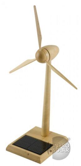 Solar powered white wooden wind turbine