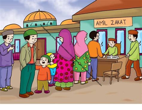 Gambar (27) Membayar Zakat Fitrah ke Amil Zakat | Ebook Anak