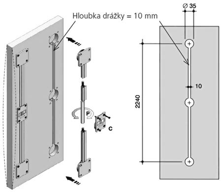 SISCO 0016/100 sliding door reinforcement black | Démos trade a.s.