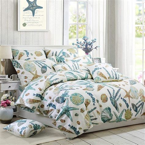 Beach Themed Bedding Sets 100% Cotton Super Soft Coastal Bedding White ...