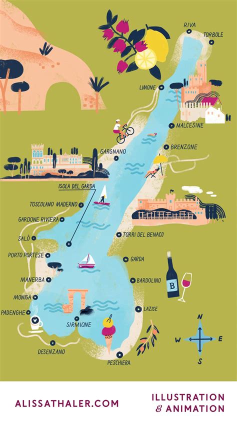 Lake garda map illustration – Artofit