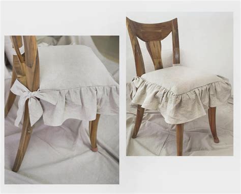 Ruffled Linen/ Chair Slipcover / Dining Chair Cover With Ties - Etsy