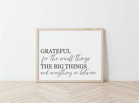 Large Quote Living Room Wall Art, Quote Wall Art, Grateful for the Small Things, Inspirational ...