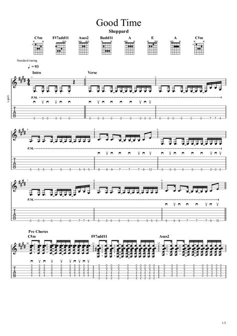 Good Time Fingerstyle Tab & Chords - Sheppard | PaidTabs.com