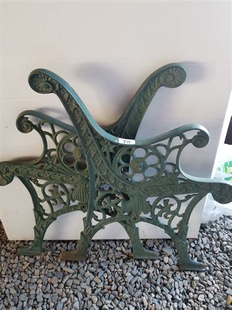 PAIR OF HEAVY ORNATE CAST IRON BENCH ENDS