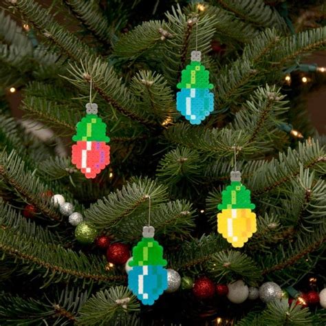 8-Bit Pixel Art Christmas Light Ornaments set of 4 by adamcrockett