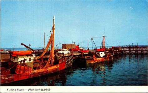 Plymouth Harbor Fishing Boats Town Pier Plymouth Massachusetts Chrome ...