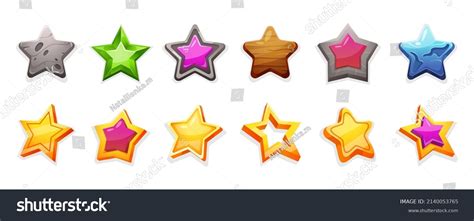 Cartoon stars. Golden star logo, various rating - Royalty Free Stock Vector 2140053765 - Avopix.com