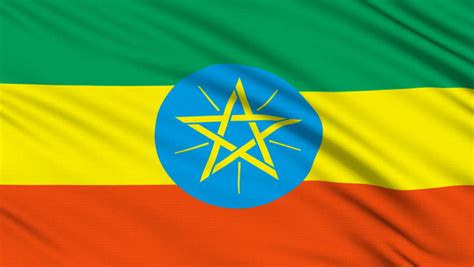 Ethiopian Flag, With Real Structure Of A Fabric Stock Footage Video ...