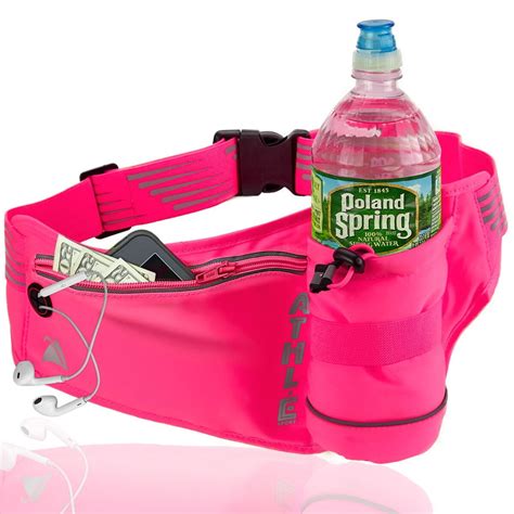 Athle`Sport Belt Waist Pack Pouch Water Bottle Holder Bag For Running Jogging Hiking - Pink ...