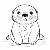 Cute Baby Otter For Coloring Sheets Outline Sketch Drawing Vector  sketch template