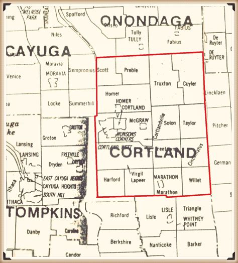 Cortland County original townships map