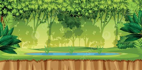 A Green Jungle Scene Water Clipart Picture Vector, Water, Clipart ...