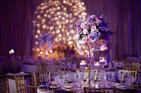 Tangled-Inspired Wedding Reception with Pink & Purple Floral Centerpieces