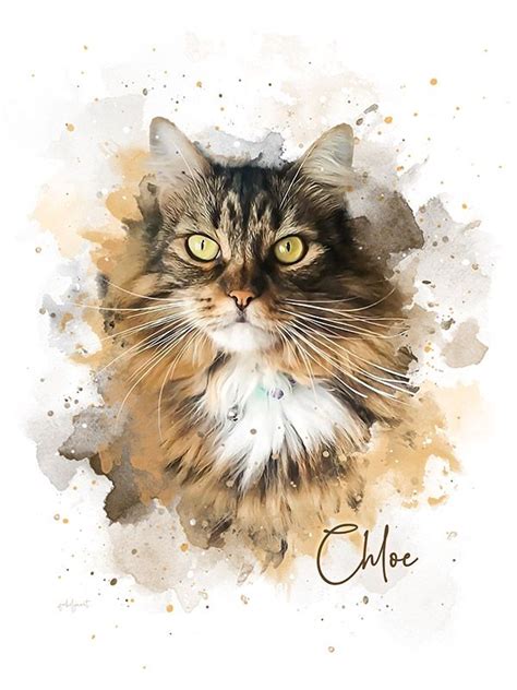 Watercolor Cat Art from Photo