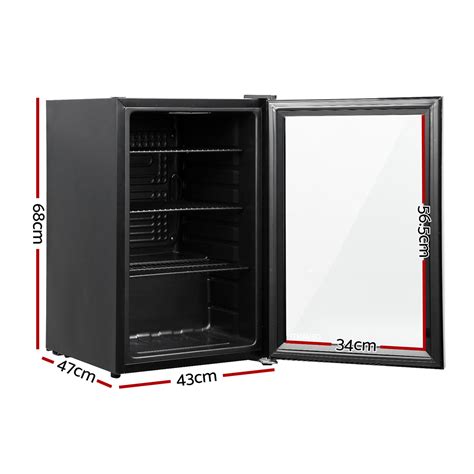 Devanti 70L Bar Fridge Glass Door w/Light Black - Shop Australia