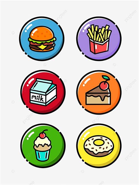 Snacks Food Clipart Vector, Cartoon Snack Fast Food Circular Button Material, Cartoon, Snacks ...