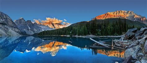 Sunset At Moraine Lake In The Mountains Hd Wallpaper | Wallpapers Heroes