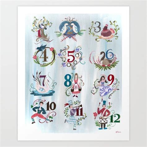 Buy 12 Days of Christmas Art Print by poppyfoxgraphics. Worldwide ...