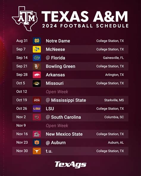 2024 Tamu Football Schedule Season - Yetty Katharyn