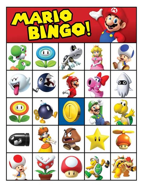 Super Mario Printable Bingo Cards 8.5 X 11 8 - Etsy | Super mario bros ...