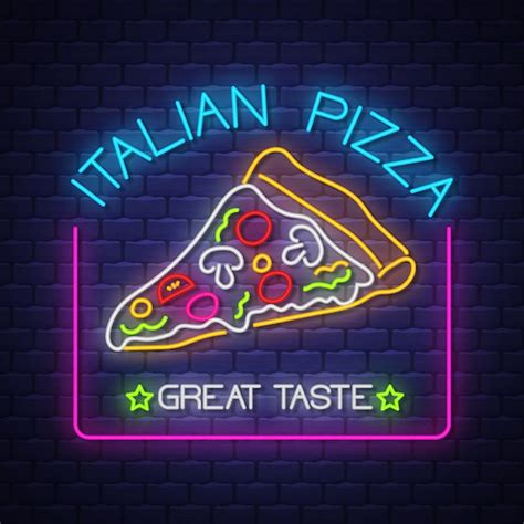 Italian pizza neon sign | Premium Vector