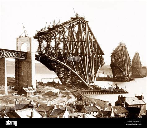 The Forth Railway Bridge during construction mid 1880s Stock Photo - Alamy