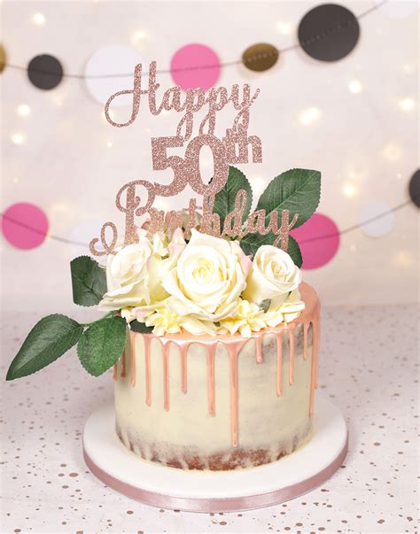 Rose Gold 50th Birthday Cake - Cakey Goodness