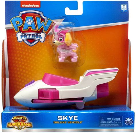 Buy Paw Patrol Mighty Pups Super Paws Deluxe Vehicle with Collectible Figure (Skye) Online at ...