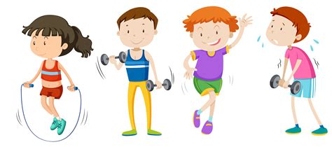 Eine Reihe von Kinder-Krafttraining - Download Kostenlos Vector, Clipart Graphics ...