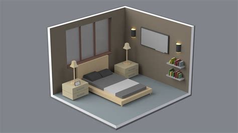 3D isometric bedroom - TurboSquid 1325356