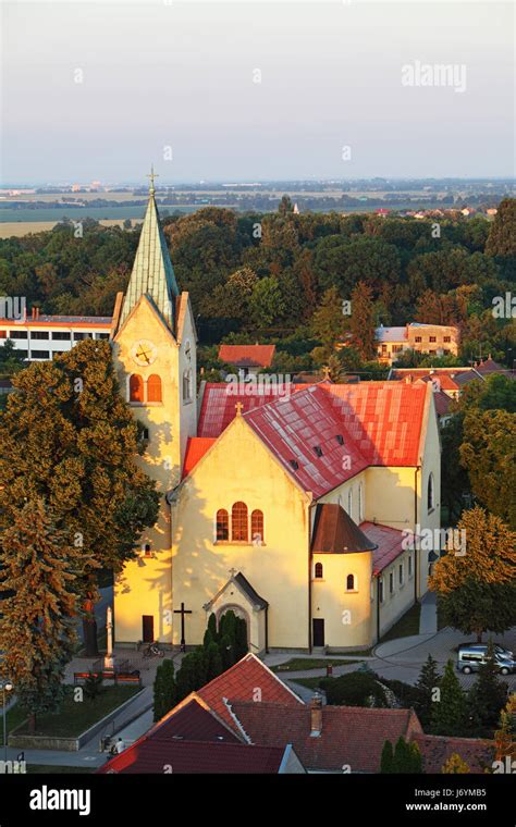 Aerial view catholic church Stock Photo - Alamy