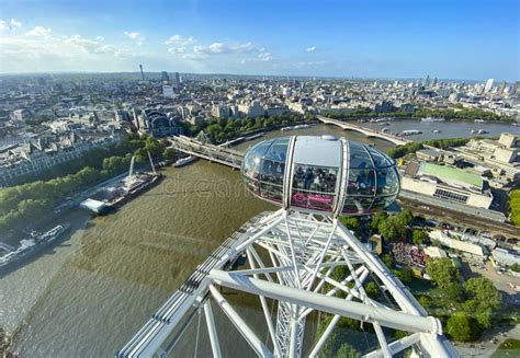 London Eye with a View of London City, UK Editorial Stock Photo - Image ...