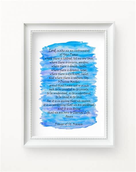 PEACE PRAYER of St. Francis Watercolor Art Print Religious - Etsy