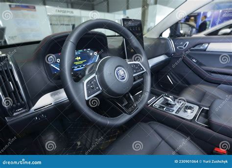 Interior of an Electric Car BYD Tang Ev Dashboard Steering Wheel Seats ...