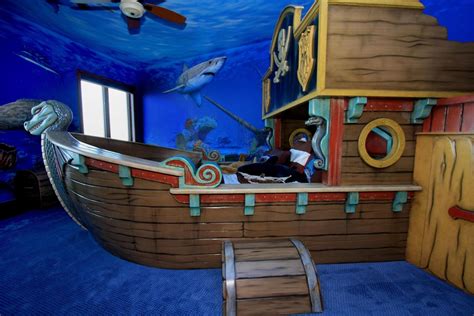 Sunken pirate ship bunk bed with cabinets, unique barrel entry step ...