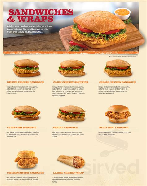 Menu for Popeyes in Sherwood Park, Alberta, Canada