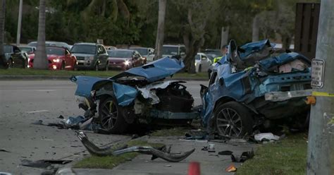 Deadly Crash In Northeast Miami-Dade Leaves Car Split In Half - CBS Miami