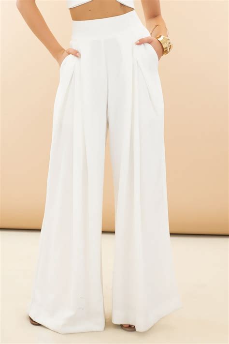 Raya High-Waisted Wide-Leg Pant - White