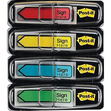 Post-it® 'Sign Here' Message Flags, Assorted Colors, 1/2", 120 Flags/Pack (684-SH) | Staples