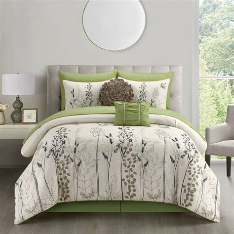 Lanco Olive 10 Piece Comforter Set Green/White, Bed Size California King - Walmart.com - Walmart.com