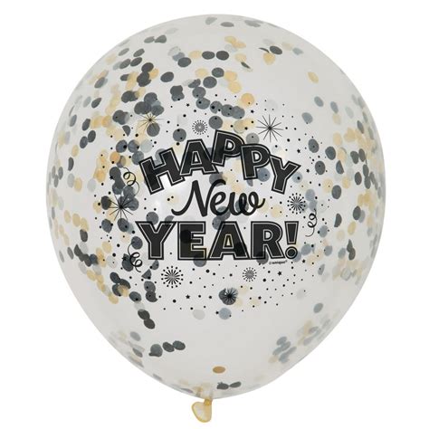 Happy New Year Confetti Balloons, 12in, 6ct - Walmart.com - Walmart.com