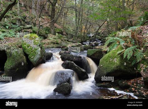 padley gorge waterfall derbyshire peak district national park england ...